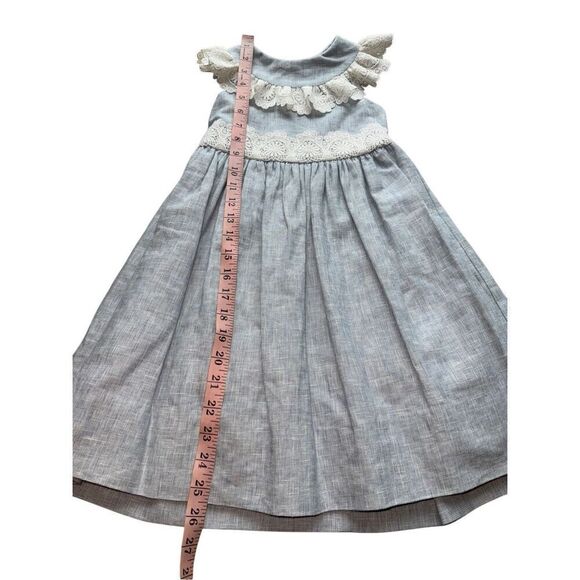 Bailey Boys Vintage Inspired Linen/Cotton Blend Dress With Delicate Lace Feature - Picture 12 of 12